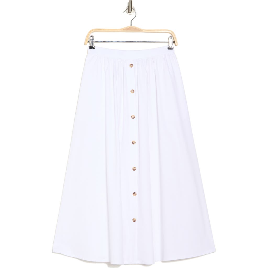 NORDSTROM RACK NORDSTROM RACK BUTTON FRONT POPLIN MIDI SKIRT