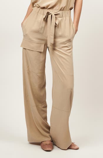 EQUIPMENT EQUIPMENT ALLIRA TIE WAIST WIDE LEG SILK PANTS