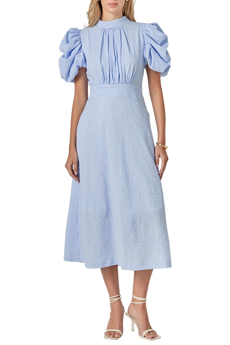 Open Back Puff Sleeve Maxi Dress, Main, color, POWDER BLUE