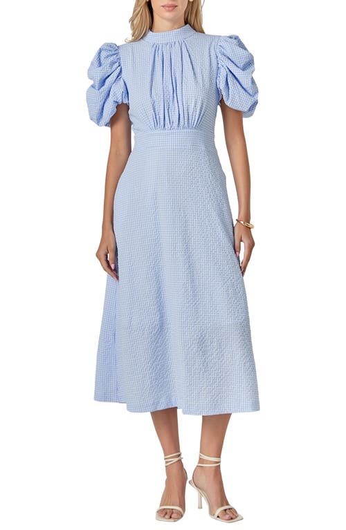 English Factory Open Back Puff Sleeve Maxi Dress In Blue