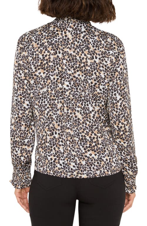 Nic + Zoe Nic+zoe Little Leopard Mock Neck Blouse In Multi