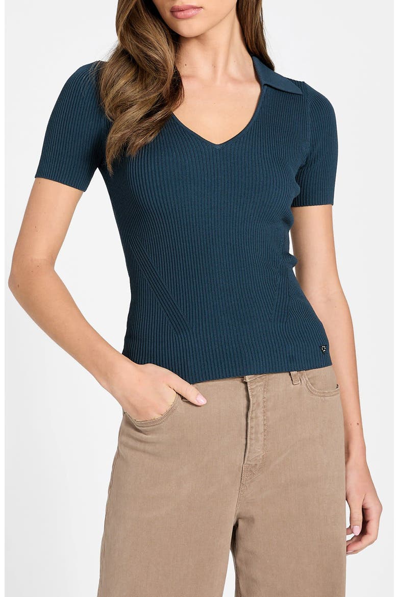 Stella Rib Polo Sweater, Main, color, MOONLIT NIGHT