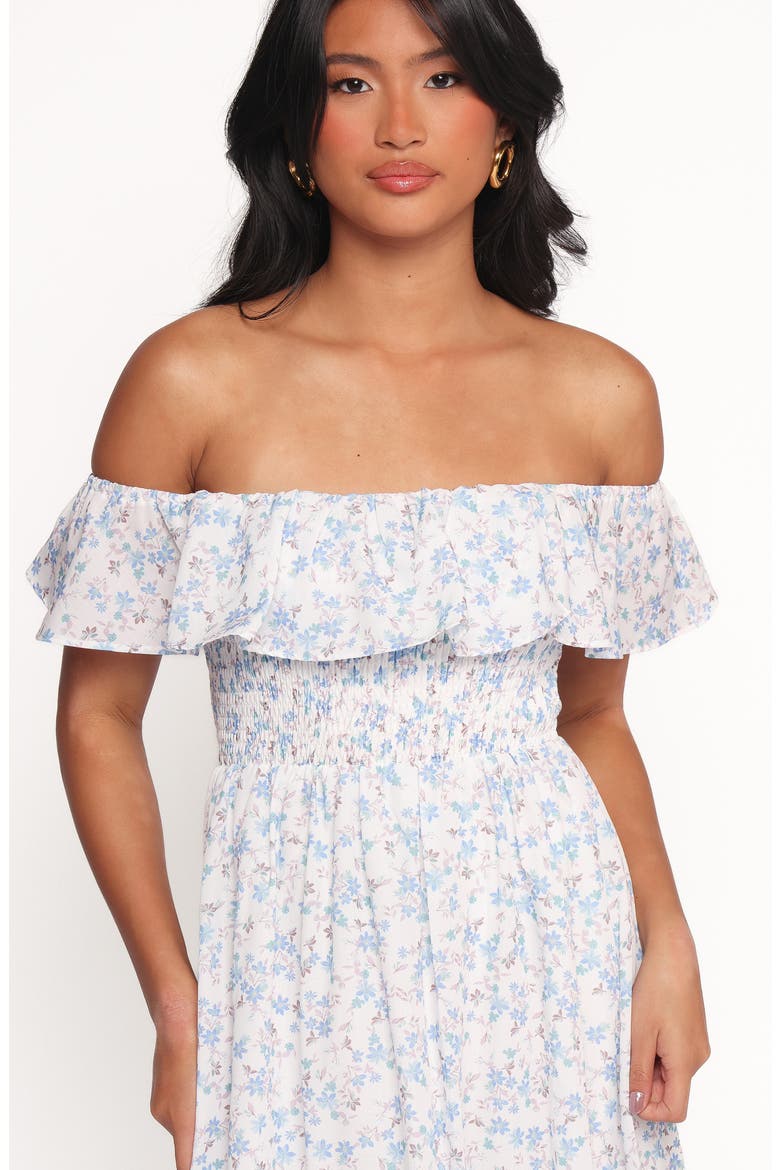Priscilla Off the Shoulder Cotton Maxi Sundress, Alternate, color, BLUE FLORAL