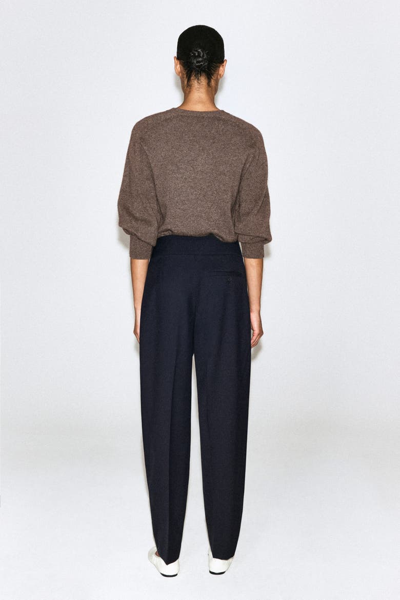 Cummerbund-Waist Barrel-Leg Pants, Alternate, color, NAVY