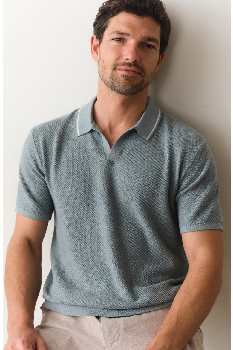 Greyson Short Sleeve Polo Sweater, Alternate, color, SLATE