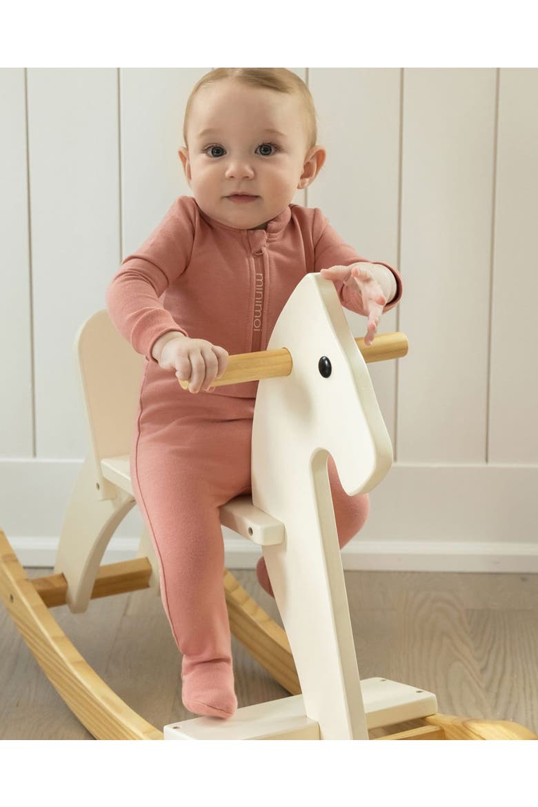 Baby Half Zip Stretch Cotton Blend Footie, Alternate, color, Ash Rose