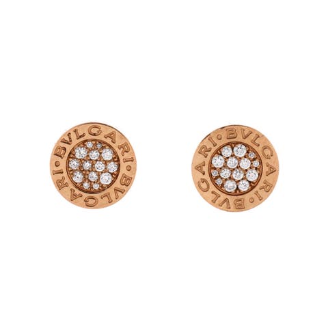 Bvlgari Bvlgari Stud Earrings 18K Rose Gold and Diamonds