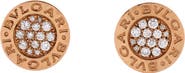Pre-Owned Bvlgari Bvlgari Bvlgari Stud Earrings 18K Rose Gold and Diamonds