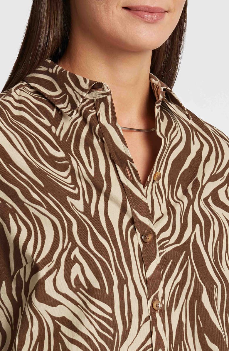 Foxcroft Haven Zebra Corduroy Button-Up Shirt, Alternate, color, Brown