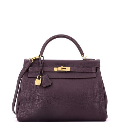 Kelly Handbag Purple Togo with Gold Hardware 32