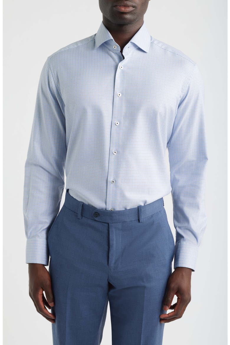 Modern Fit Check Non-Iron Cotton Twill Dress Shirt, Main, color, SKY