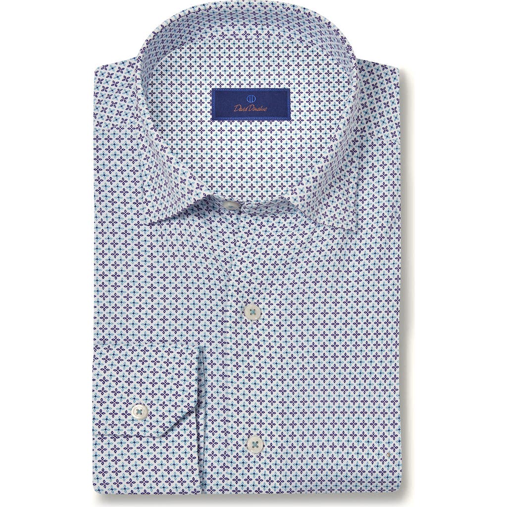 David Donahue Medallion Print Performance Sport Shirt In Multi