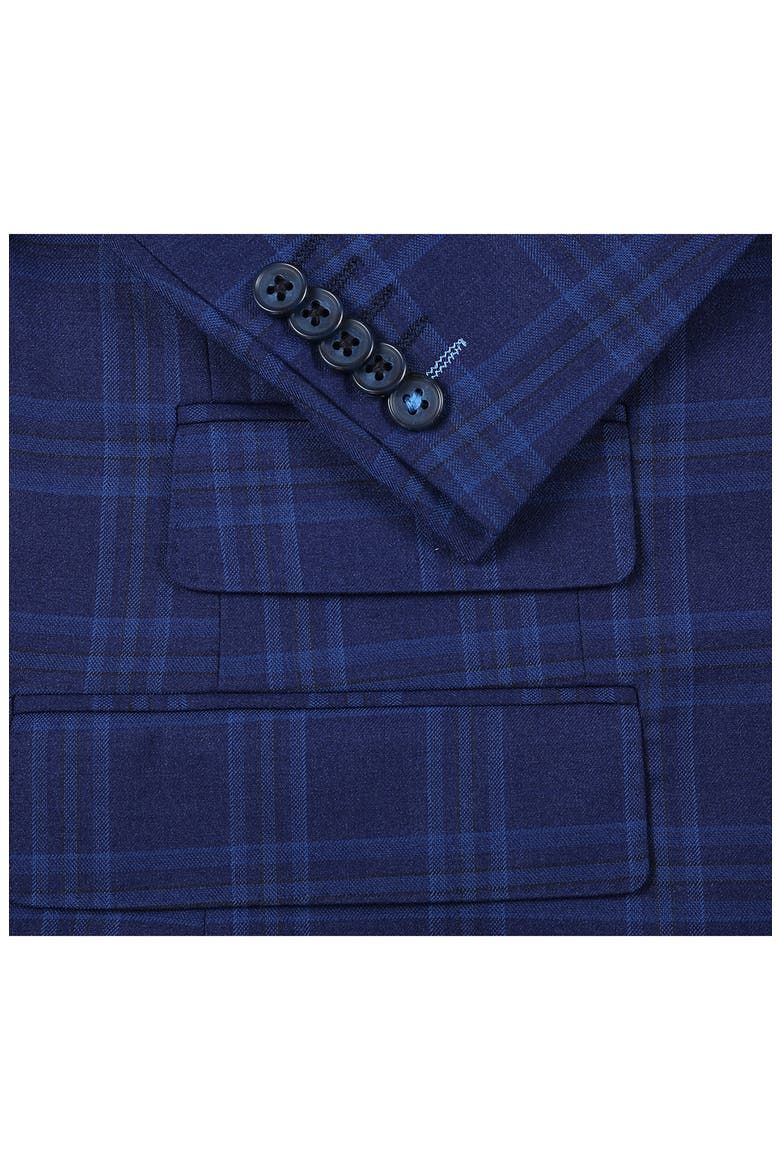 Trim Fit Plaid Two-Piece Suit, Alternate, color, BLUE