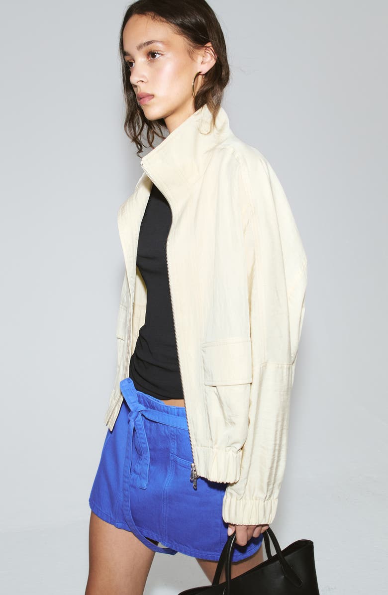 MANGO Featuring Hailey Bieber Amber Denim Miniskirt, Alternate, color,