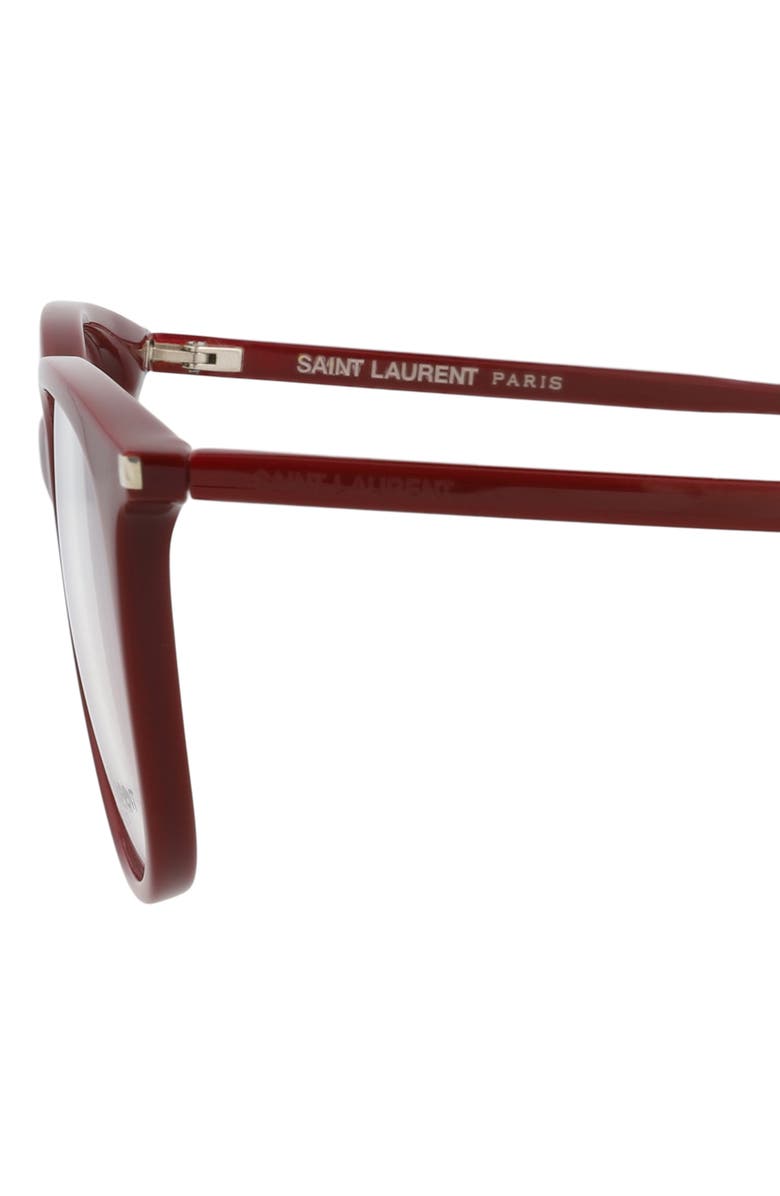 Saint Laurent 52mm Round Optical Glasses, Alternate, color, Burgundy Burgundy Transparent