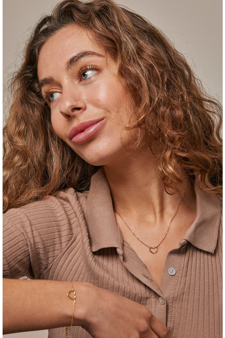 Organic Heart Necklace, Alternate, color, Gold