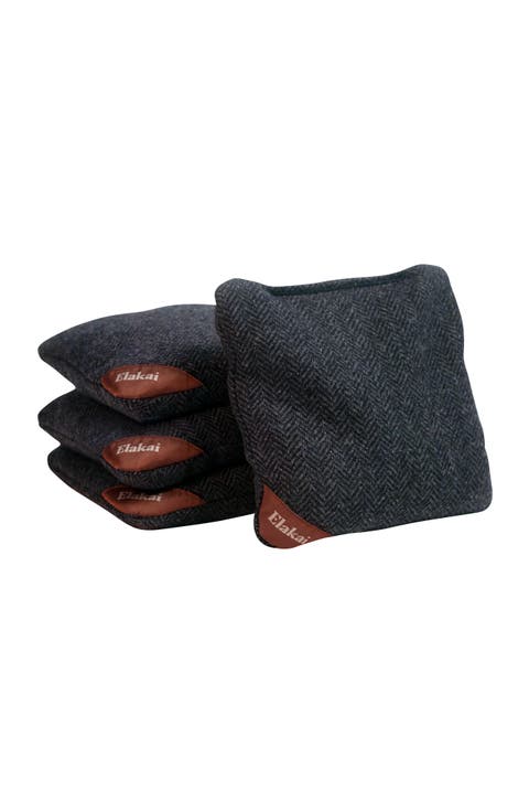 Herringbone Wool Aviator Cornhole Bags