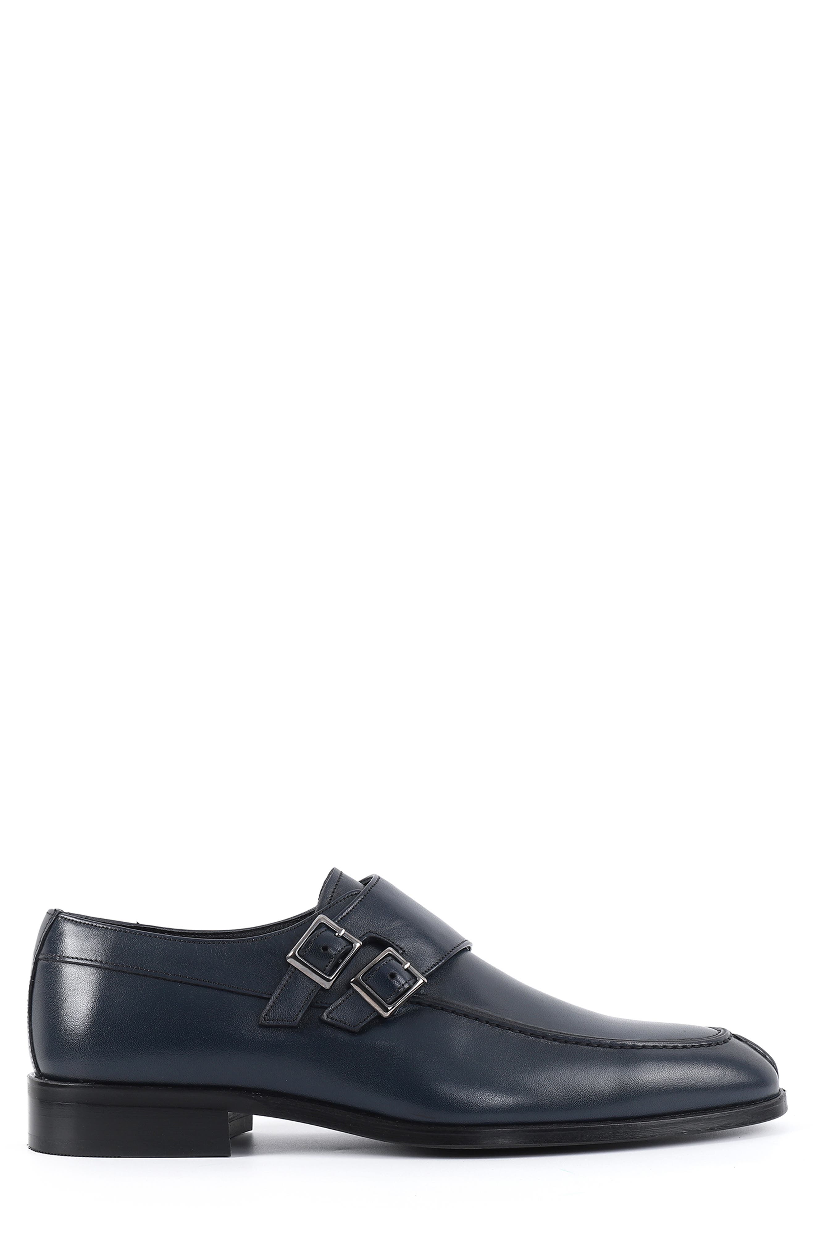 Arlington Double Monk Strap Leather Loafer, Alternate, color, NAVY BLUE