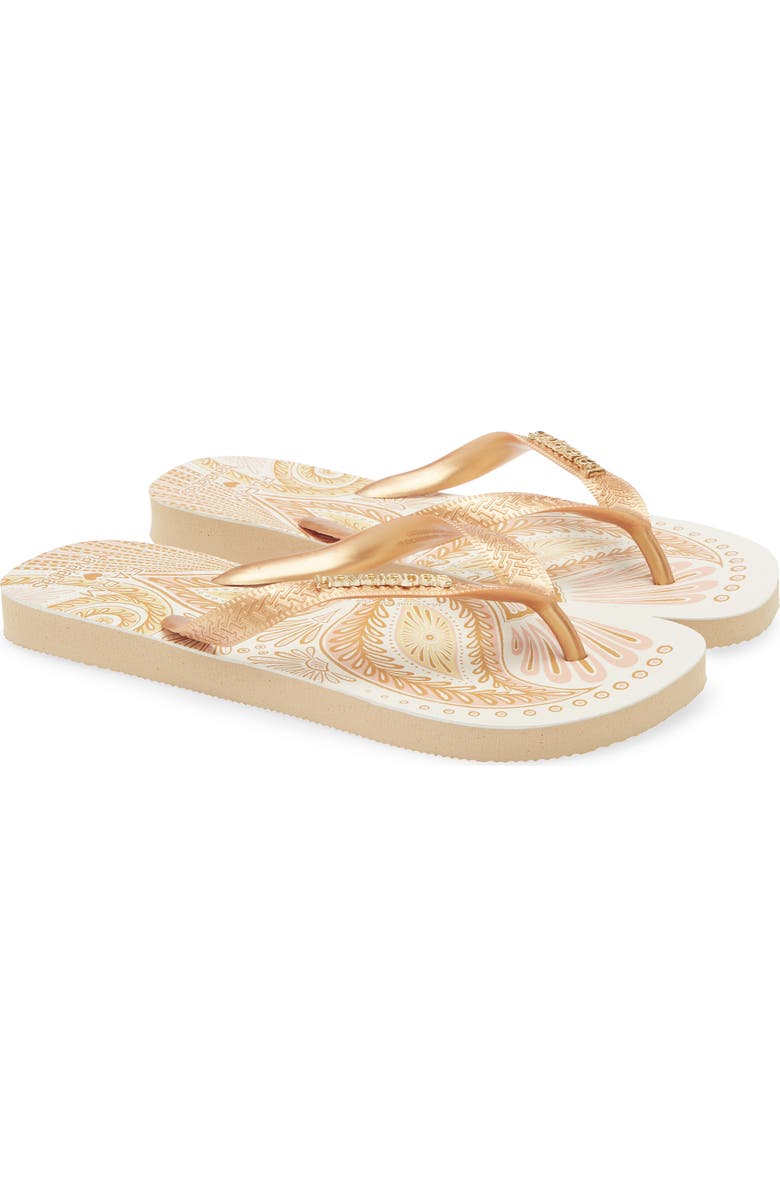 Havaianas x FARM Rio Papillon Flip Flop, Alternate, color, Golden