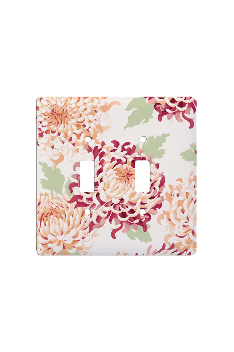 Chrysanthemum Double Toggle Switchplate Cover, Main, color, White