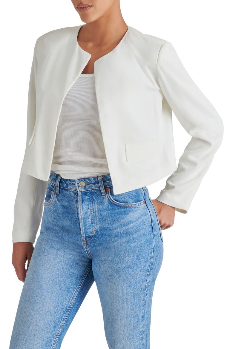 Serene Crop Blazer, Alternate, color, WHITE