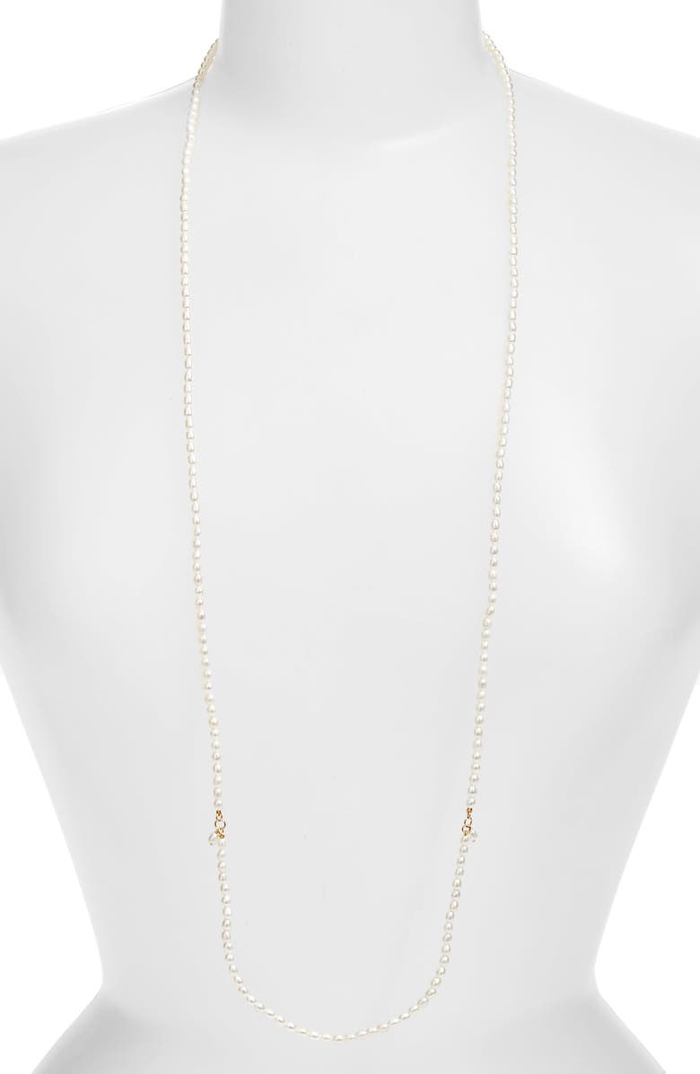 Poppy Finch Charm Detail Keshi Pearl Toggle Necklace, Alternate, color, 14Kyg