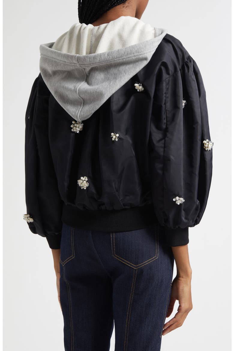 Ollie Rhinestone Detail Hooded Jacket, Alternate, color, BLACK/ PEARL