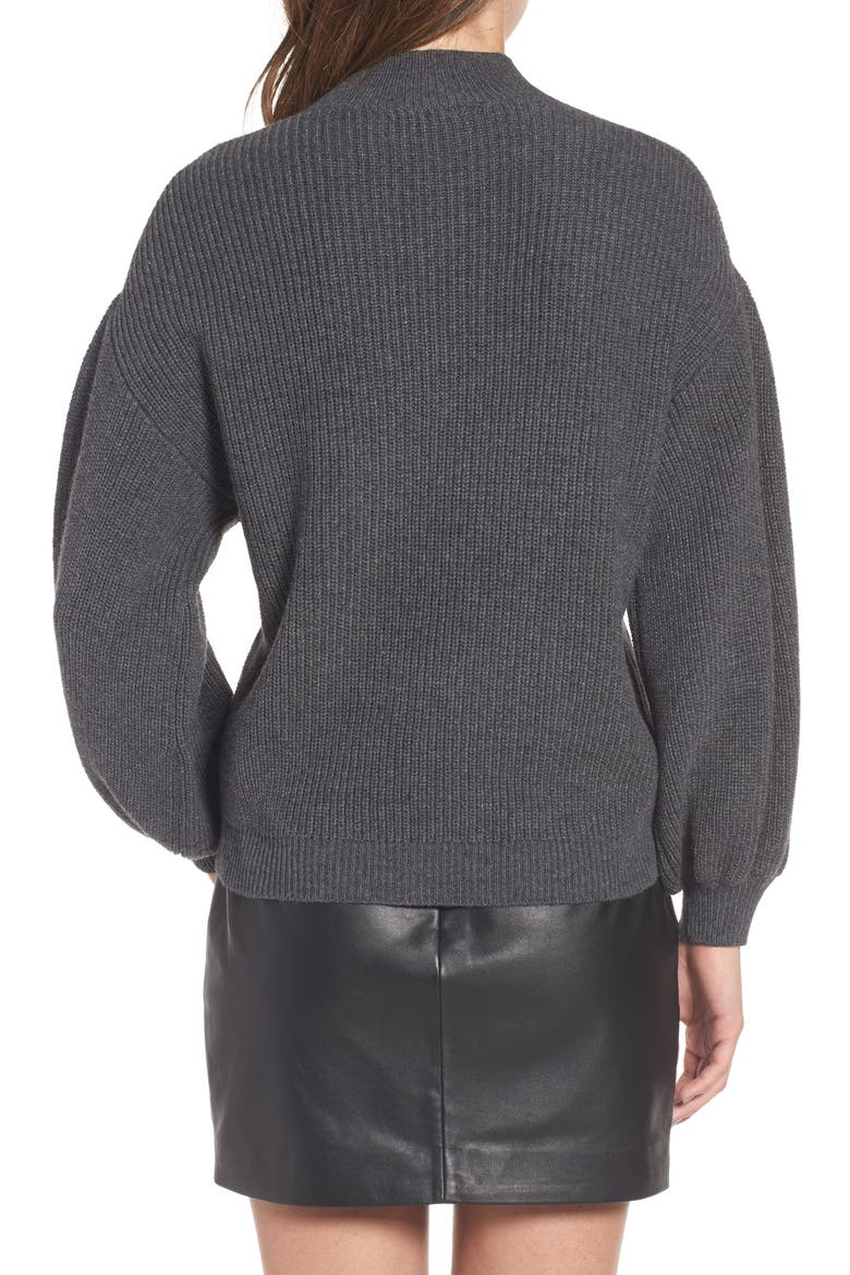 Blouson Sleeve Sweater, Alternate, color, GREY MEDIUM CHARCOAL HEATHER