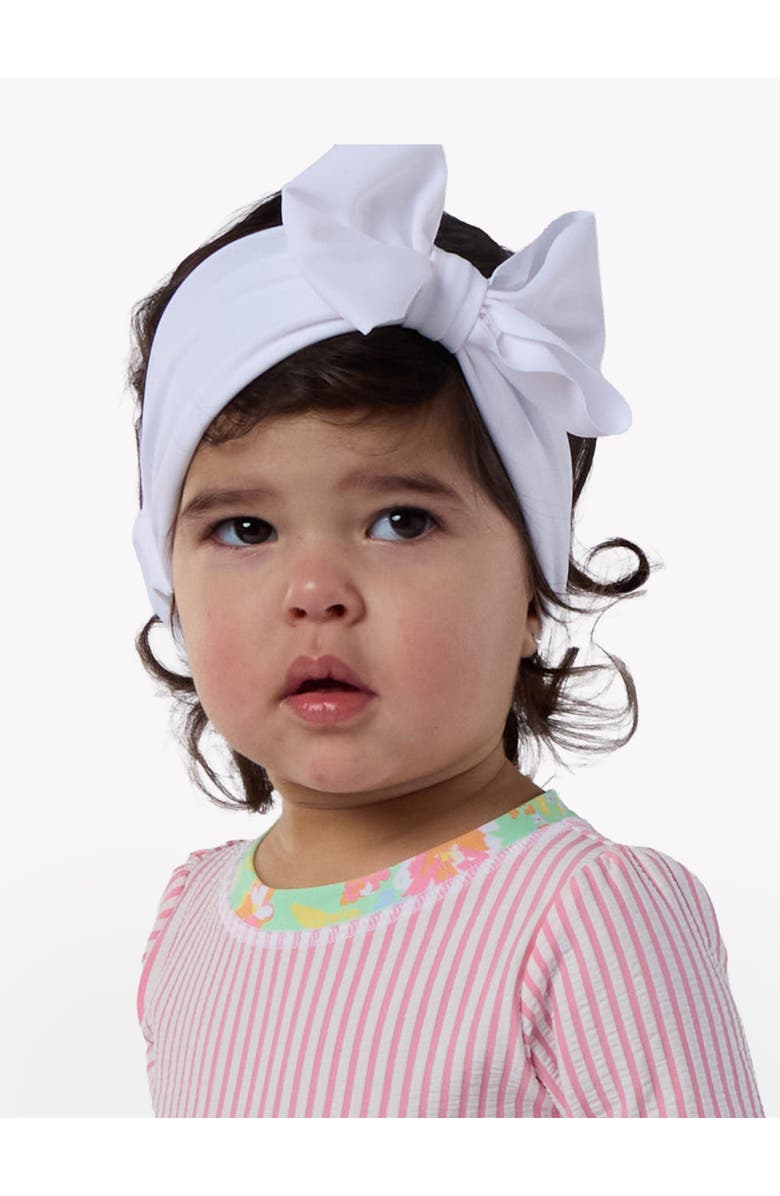 RuffleButts Girls UPF50+ Swim Bow Headband, Alternate, color, White