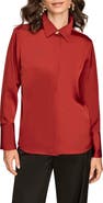Donna Karan New York Satin Hidden Button-Up Top