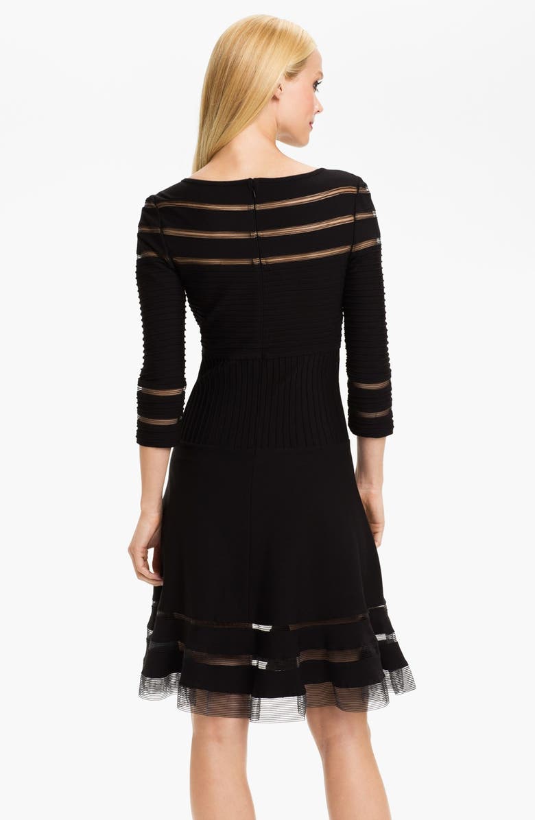 Tadashi Shoji Mesh Stripe Fit & Flare Dress, Alternate, color, 