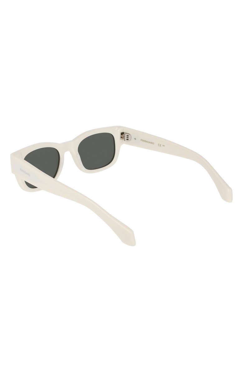 FERRAGAMO 51mm Modified Rectangular Sunglasses, Alternate, color, Ivory