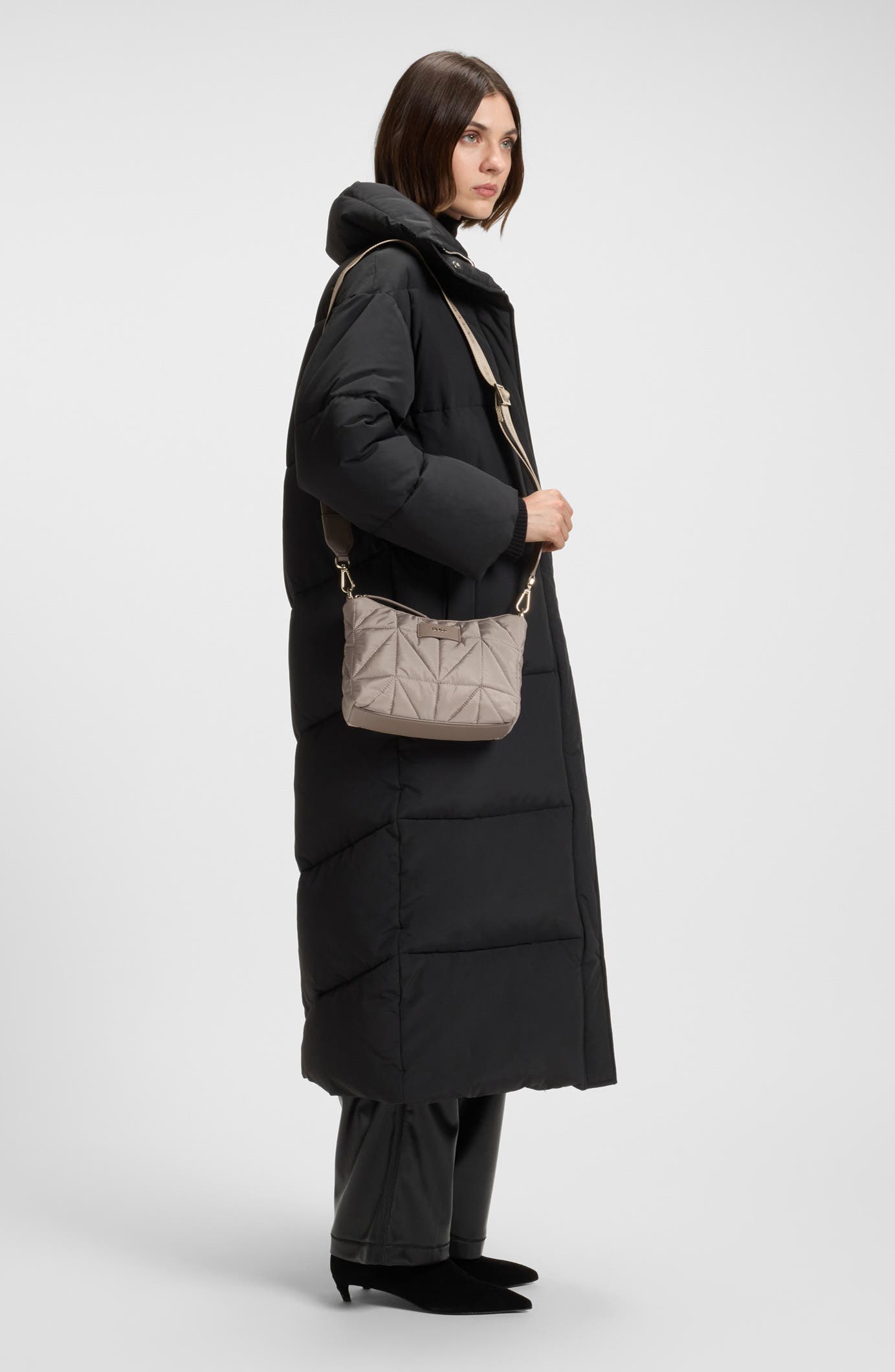 HUGO Palmah Quilted Crossbody Bag, Alternate, color, Open Brown