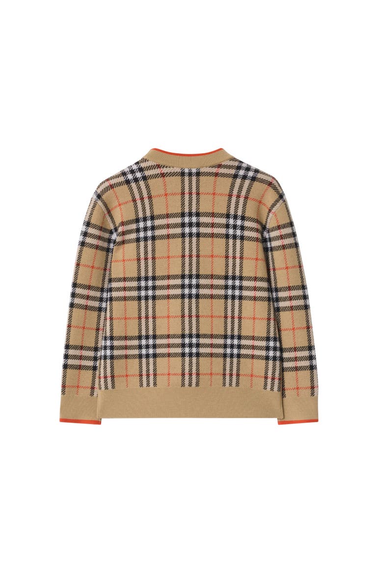 Check Wool Cardigan, Alternate, color, Sand beige