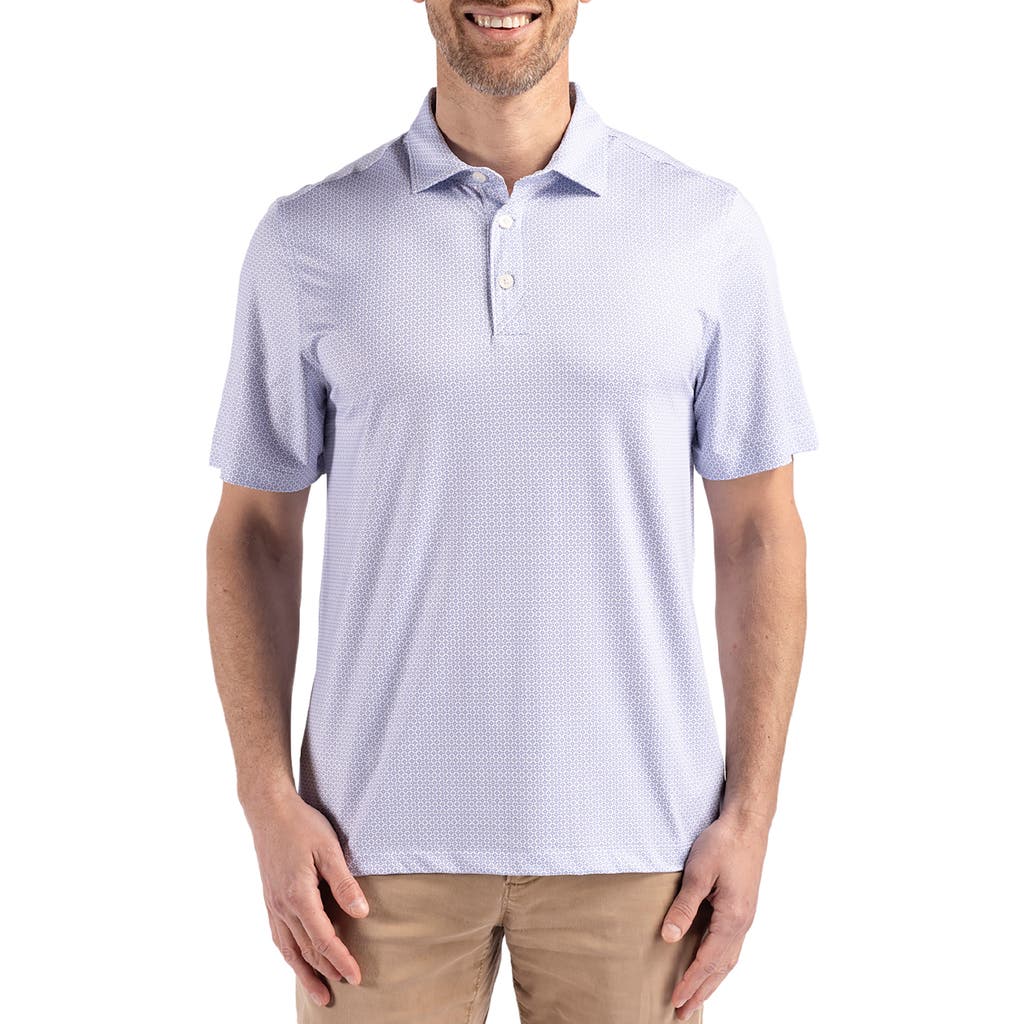 Cutter & Buck Pike Eco Geo Print Performance Golf Polo in Hyacinth