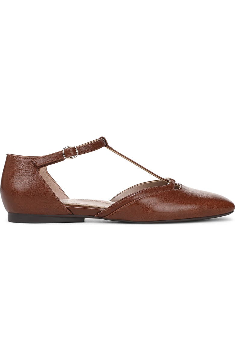 Naturalizer Caresse T-Strap Flat, Alternate, color, Caramel Lea