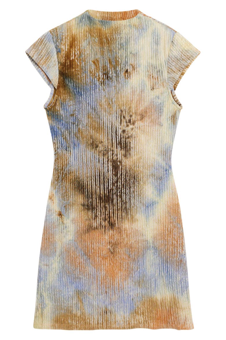 Abstract Print Funnel Neck Dress, Alternate, color, OFF WHITE