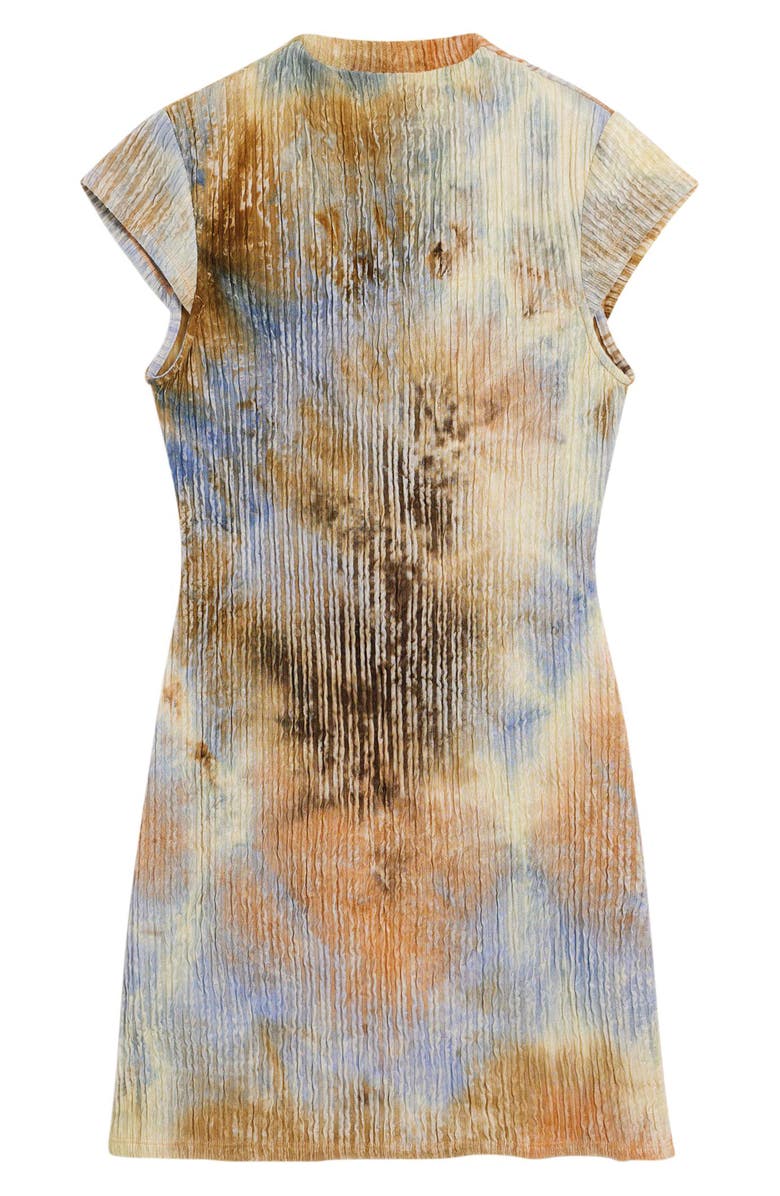 Desigual Abstract Print Funnel Neck Dress, Alternate, color, Off White