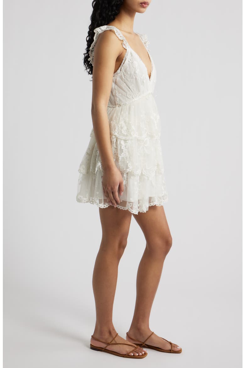 Tuli Lace Layered Ruffle Minidress, Alternate, color, IVORY