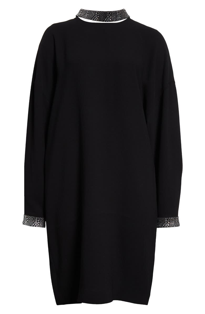 ST. JOHN Satin Trim Long Sleeve Dress, Alternate, color,
