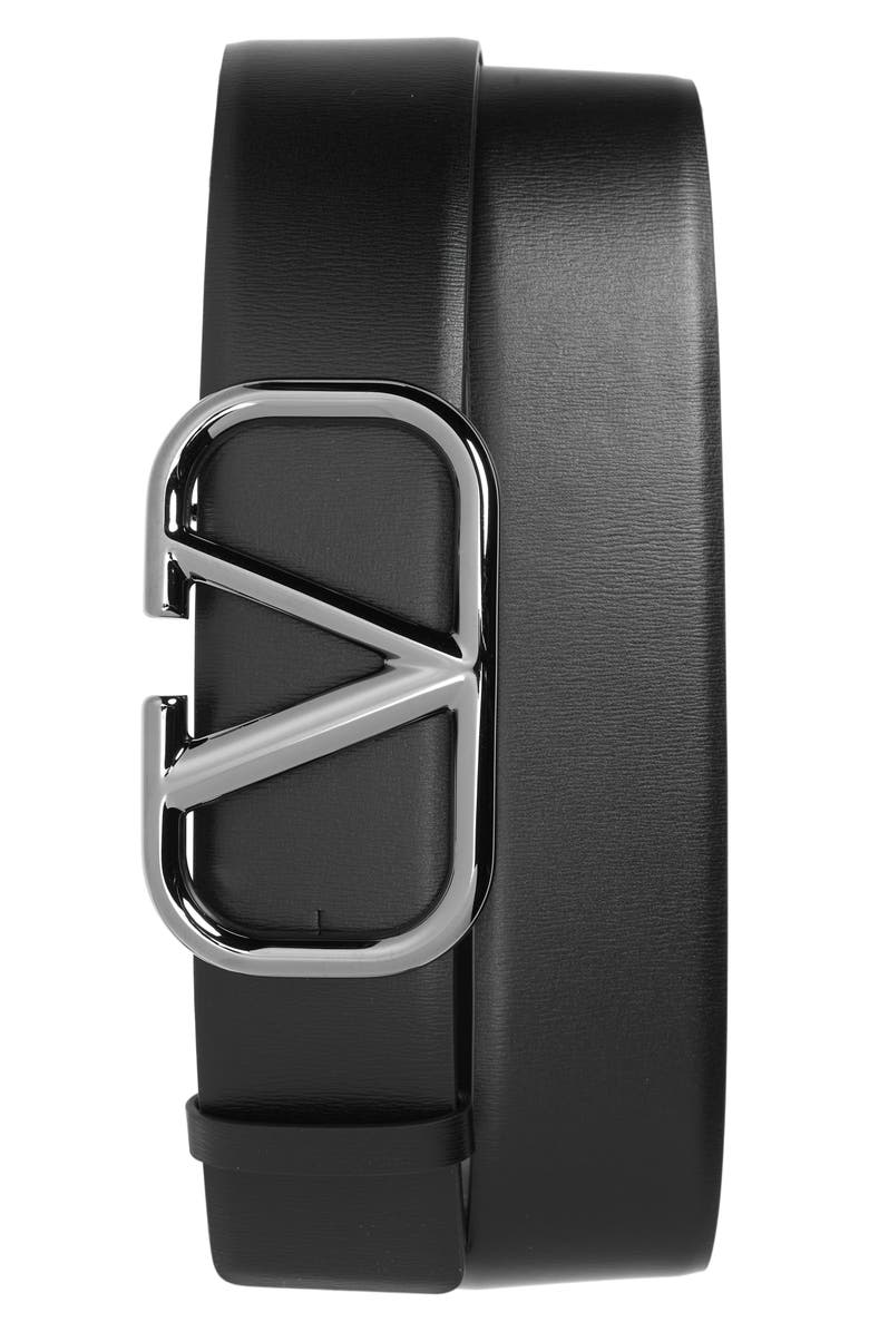 Valentino Garavani VLOGO Buckle Leather Belt, Main, color, 