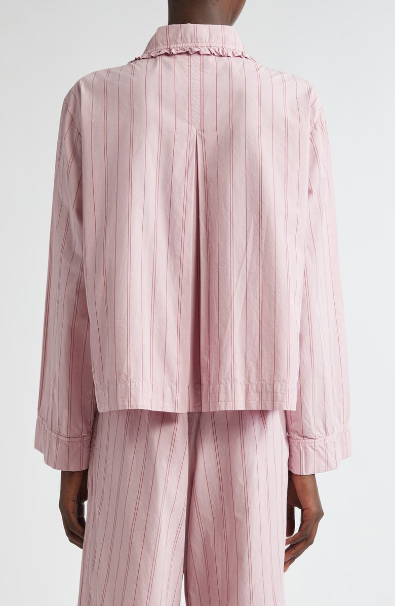 Ganni Stripe Tie Front Organic Cotton Top, Alternate, color, Lilac Sachet