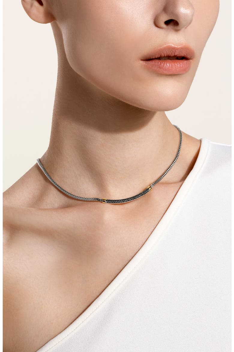 JH Essentials Sapphire Pavé Necklace, Alternate, color, SILVER/ GOLD/ BLACK SAPPHIRE