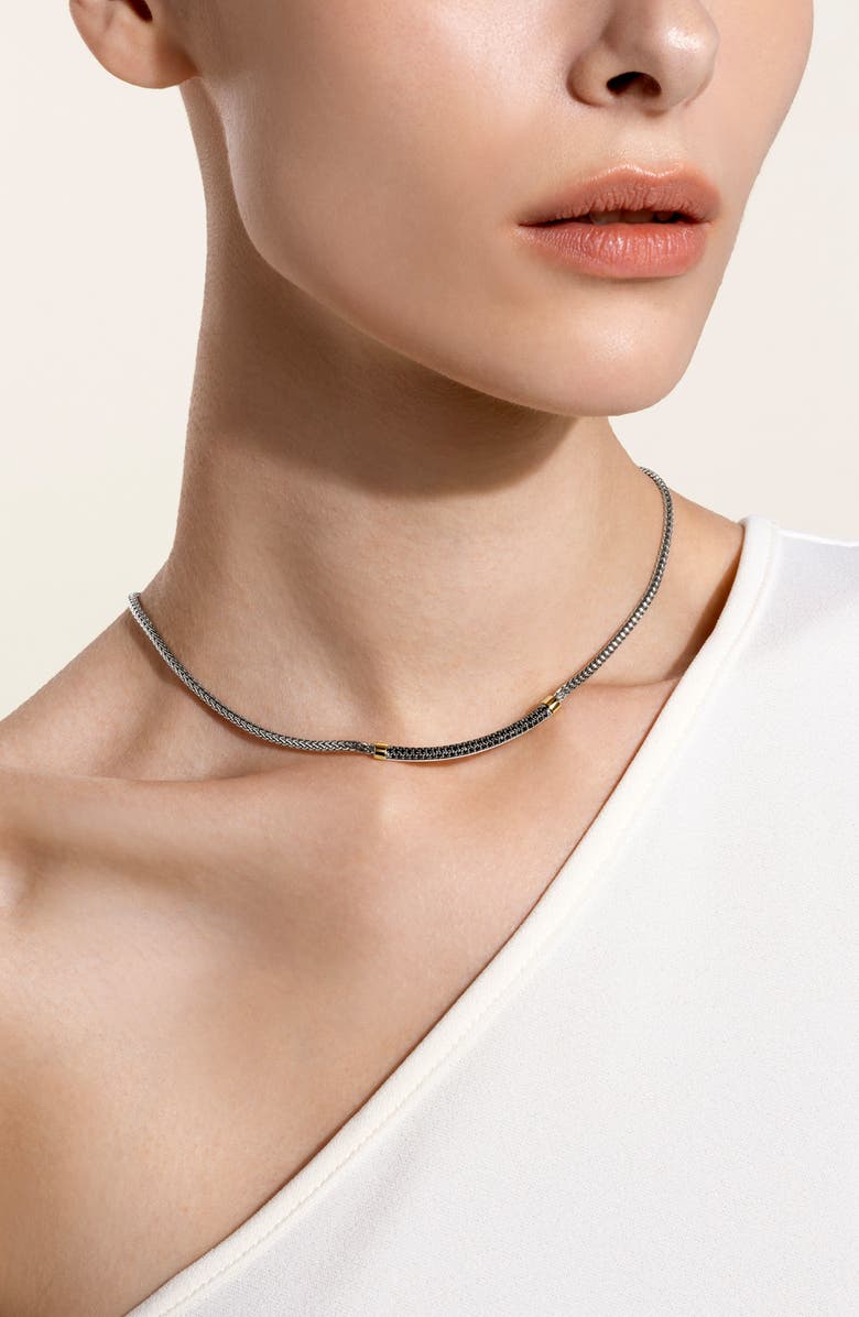 John Hardy JH Essentials Sapphire Pavé Necklace, Alternate, color, Silver/ Gold/ Black Sapphire