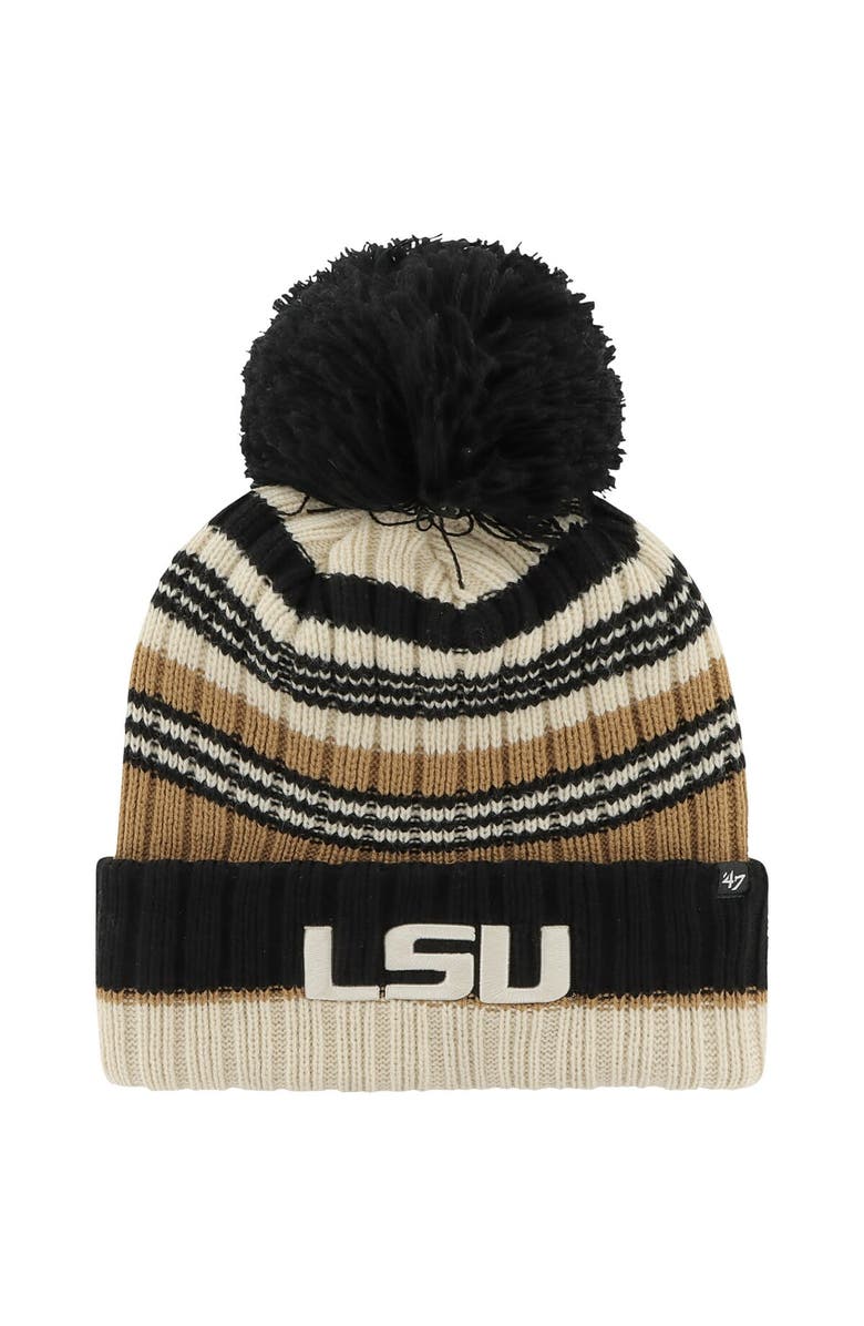 '47 Women's '47 Khaki LSU Tigers Barista Cuffed Knit Hat with Pom, Main, color, Khaki