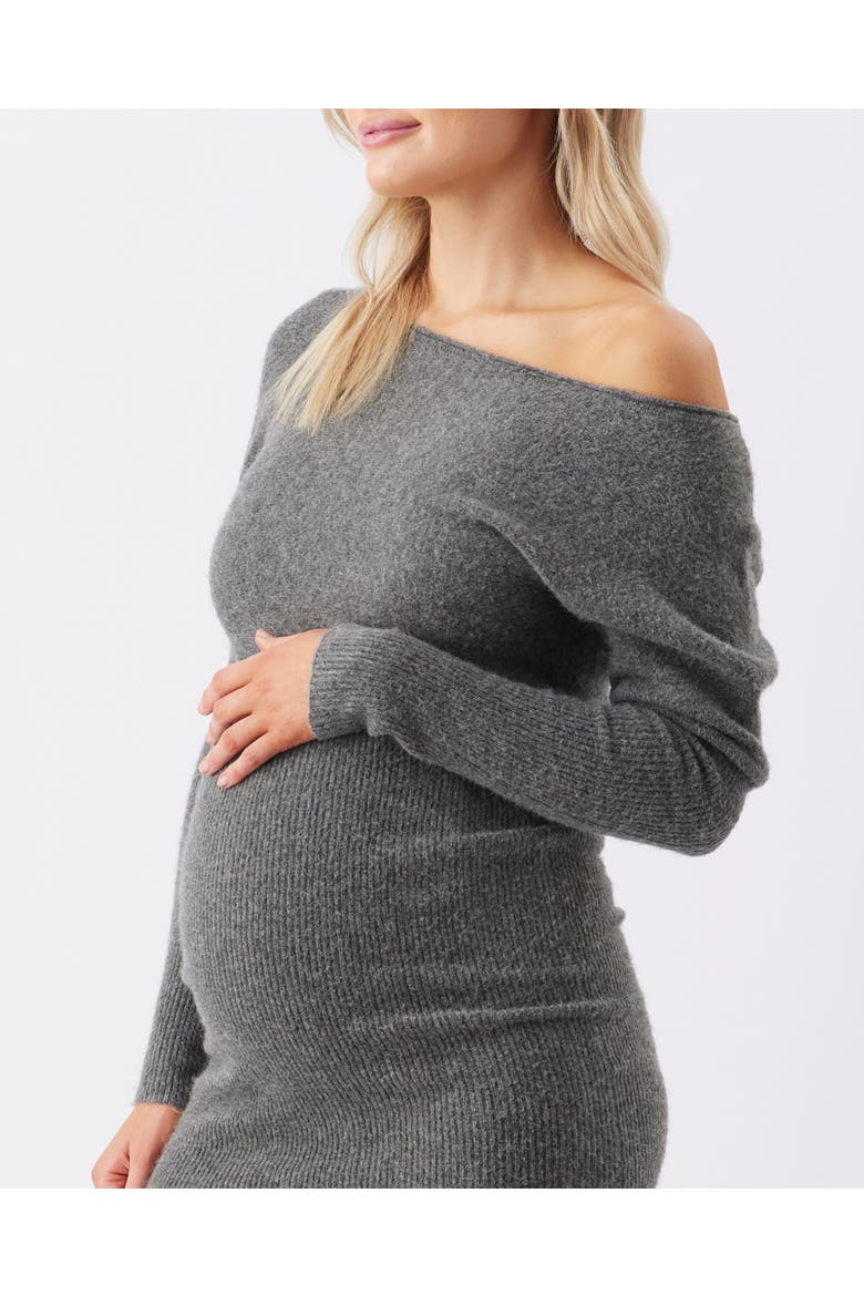 Tobie Off Shoulder Knit Dress, Alternate, color, Charcoal Marle