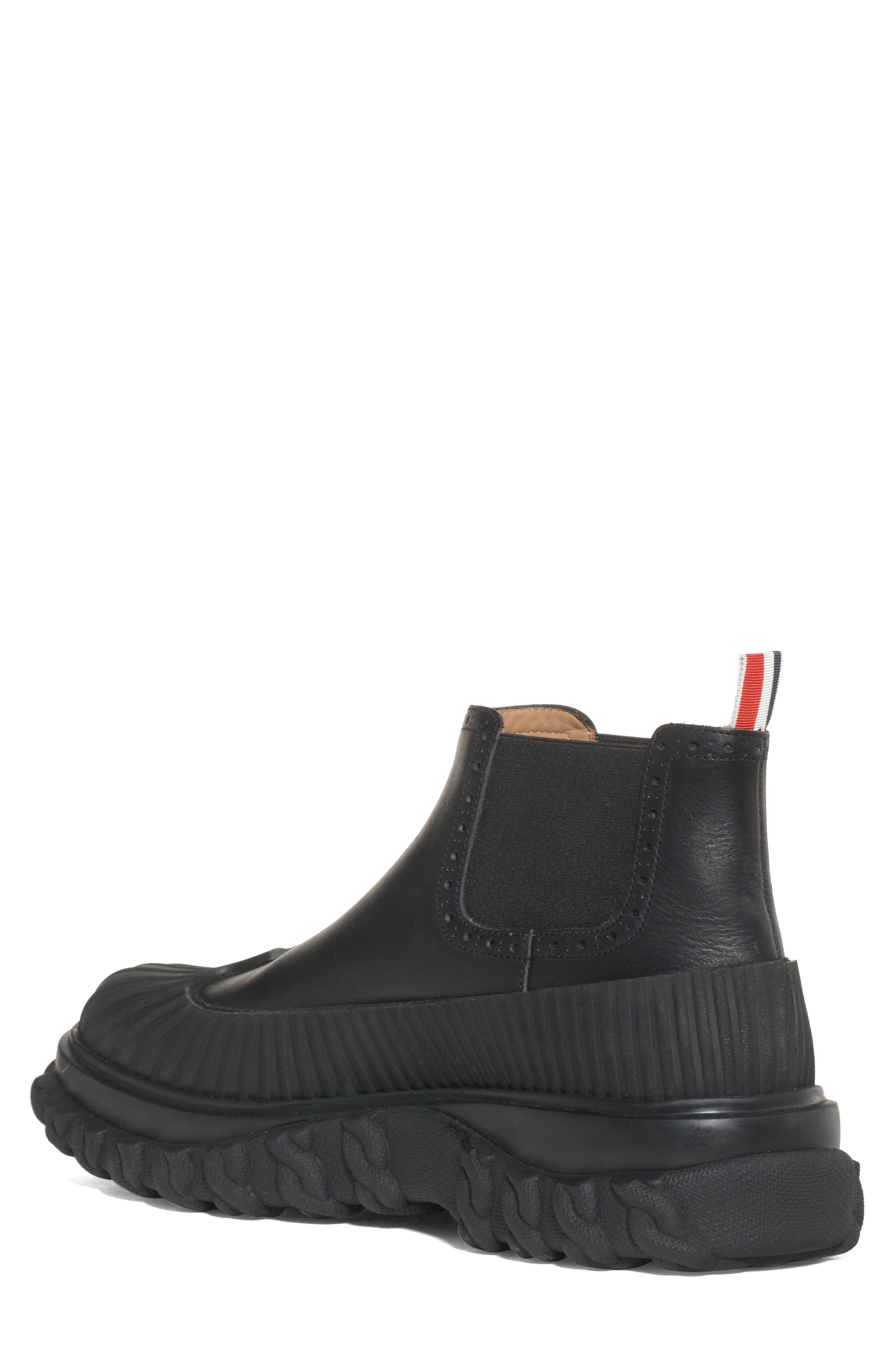 Thom Browne Brogued Chelsea Duck Boot, Alternate, color, Black