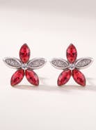 Modenaire Elegant Crystal Flower Stud Earrings