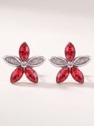 Modenaire Elegant Crystal Flower Stud Earrings