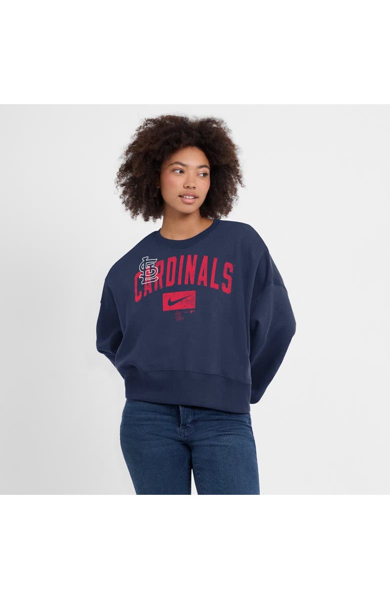 Nike Women's Nike Navy St. Louis Cardinals Oversized Long Sleeve Cropped Sweatshirt, Alternate, color, 